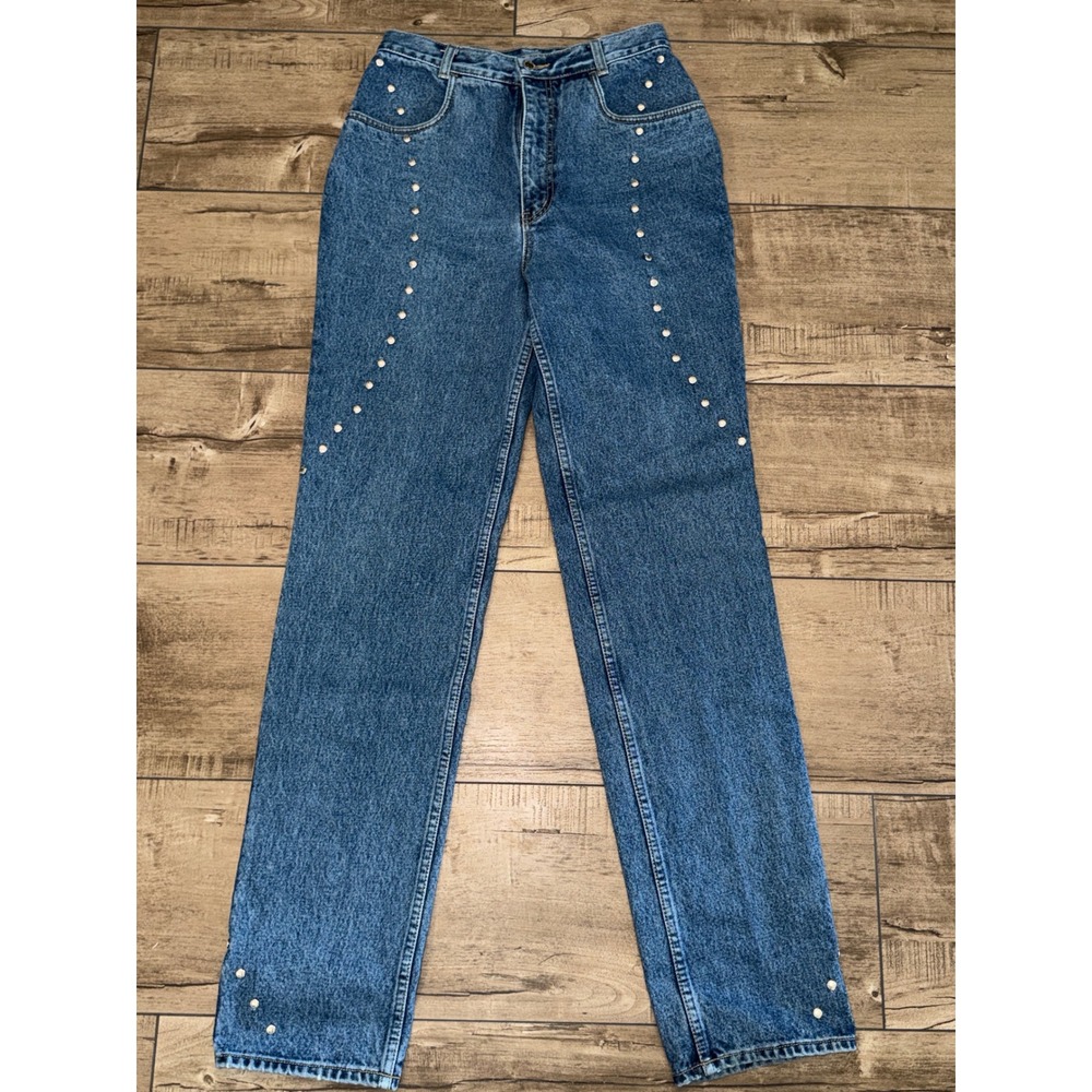 Lawman Western Jeans Womens 11 Blue Denim Studded High Rise Straight Leg Vintage